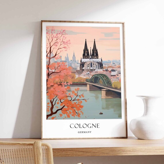 Cologne Poster Germany European Cathedral Cityscape German Travel Art Decor