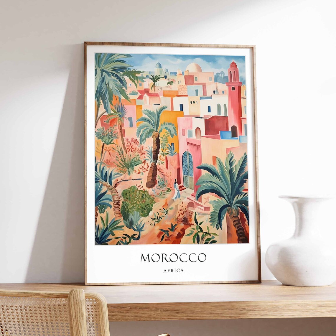 Morocco Poster, Marrakech Sahara Desert Travel Print