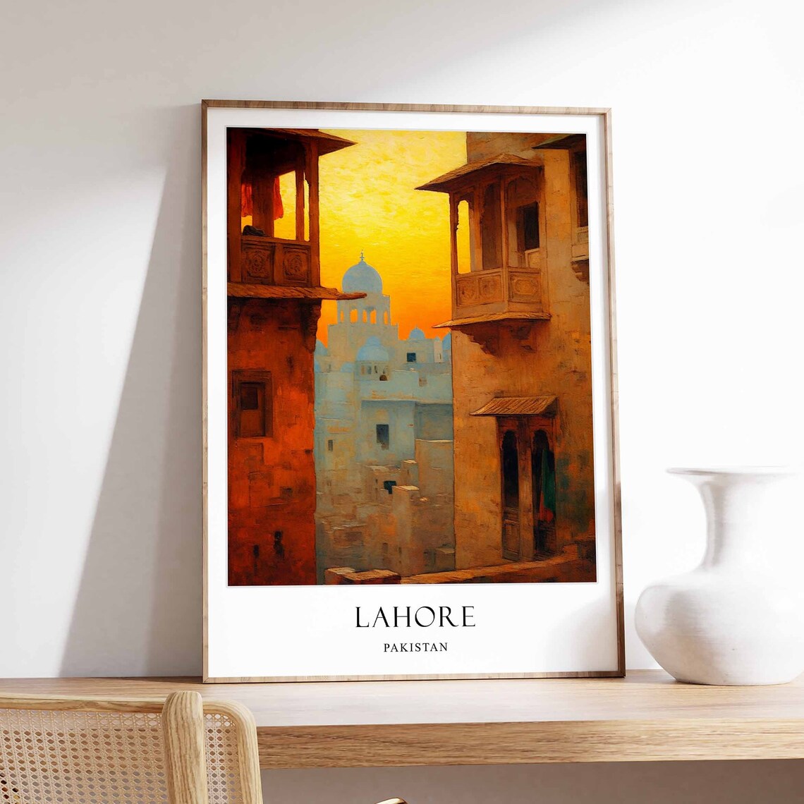 Lahore Pakistan Old City Sunset Historic Domes Travel Poster