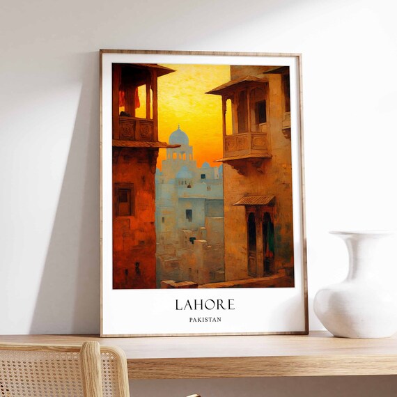 Lahore Pakistan Old City Sunset Historic Domes Travel Poster