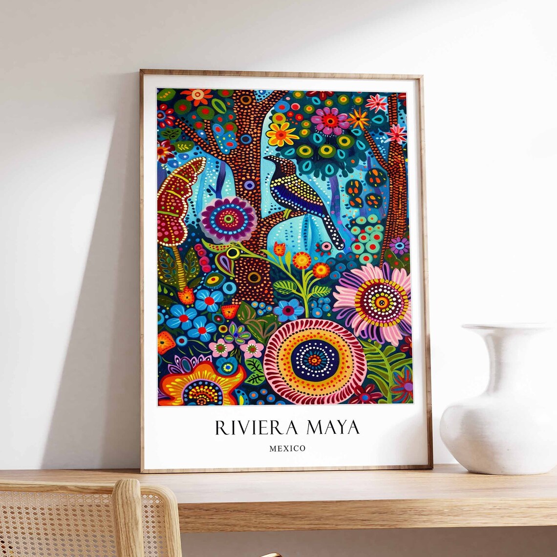 Riviera Maya Travel Poster, Mexico Caribbean Jungle
