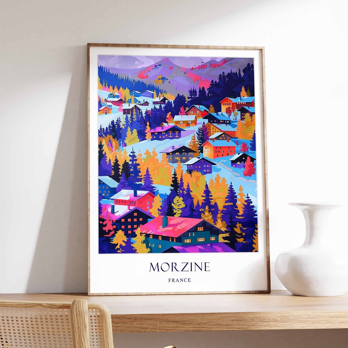Morzine France Alpine Ski Village Autumn Mountains Travel Poster