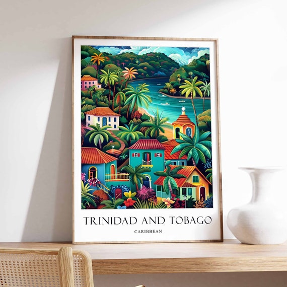 Trinidad And Tobago Poster Caribbean Art Travel Decor Beach Island