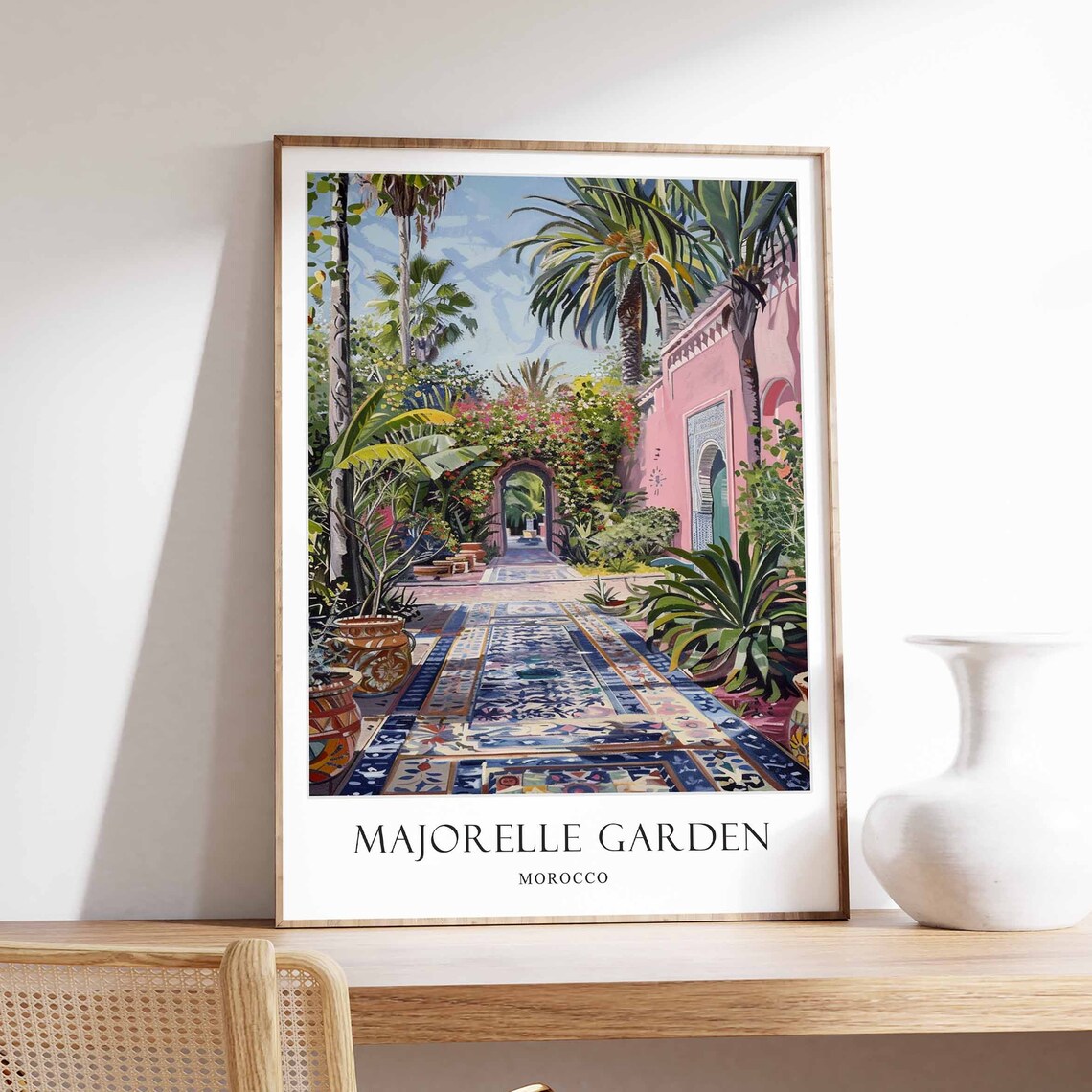 Majorelle Garden Morocco Tropical Palm Oasis Travel Art Poster