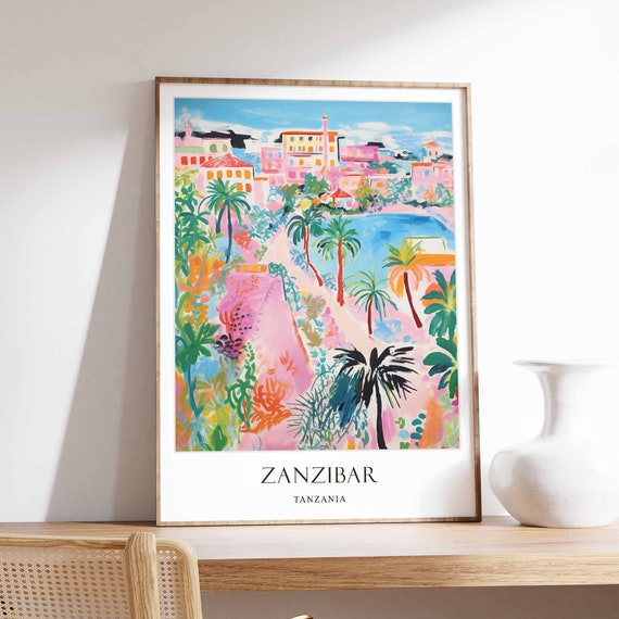 Zanzibar Poster Tanzania Beach African Coastal Decor Tropical Travel Print Wall