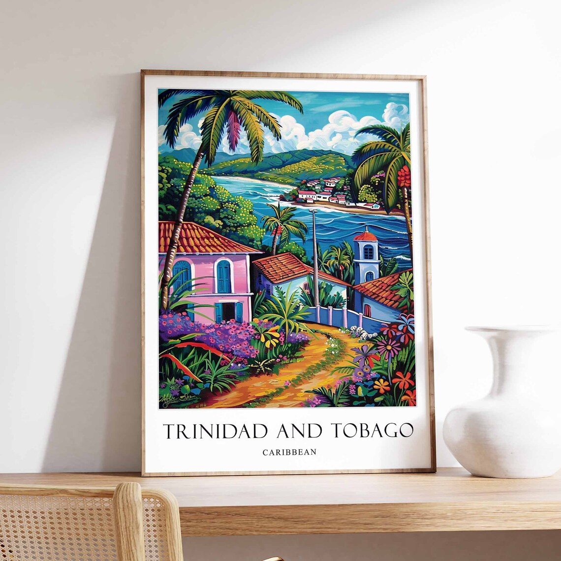 Trinidad And Tobago Caribbean Coast Tropical Travel Art Poster