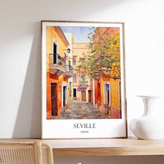 Seville Poster Spain Andalusia Flamenco Spanish Architecture European Travel Decor
