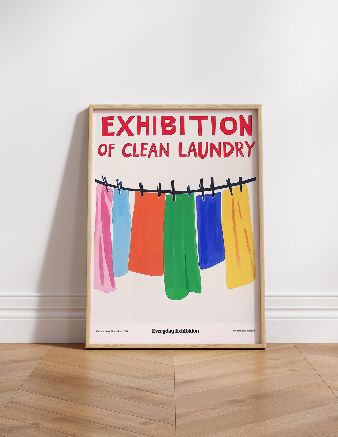 Bright Exhibition of Clean Laundry Colorful Clothesline Poster