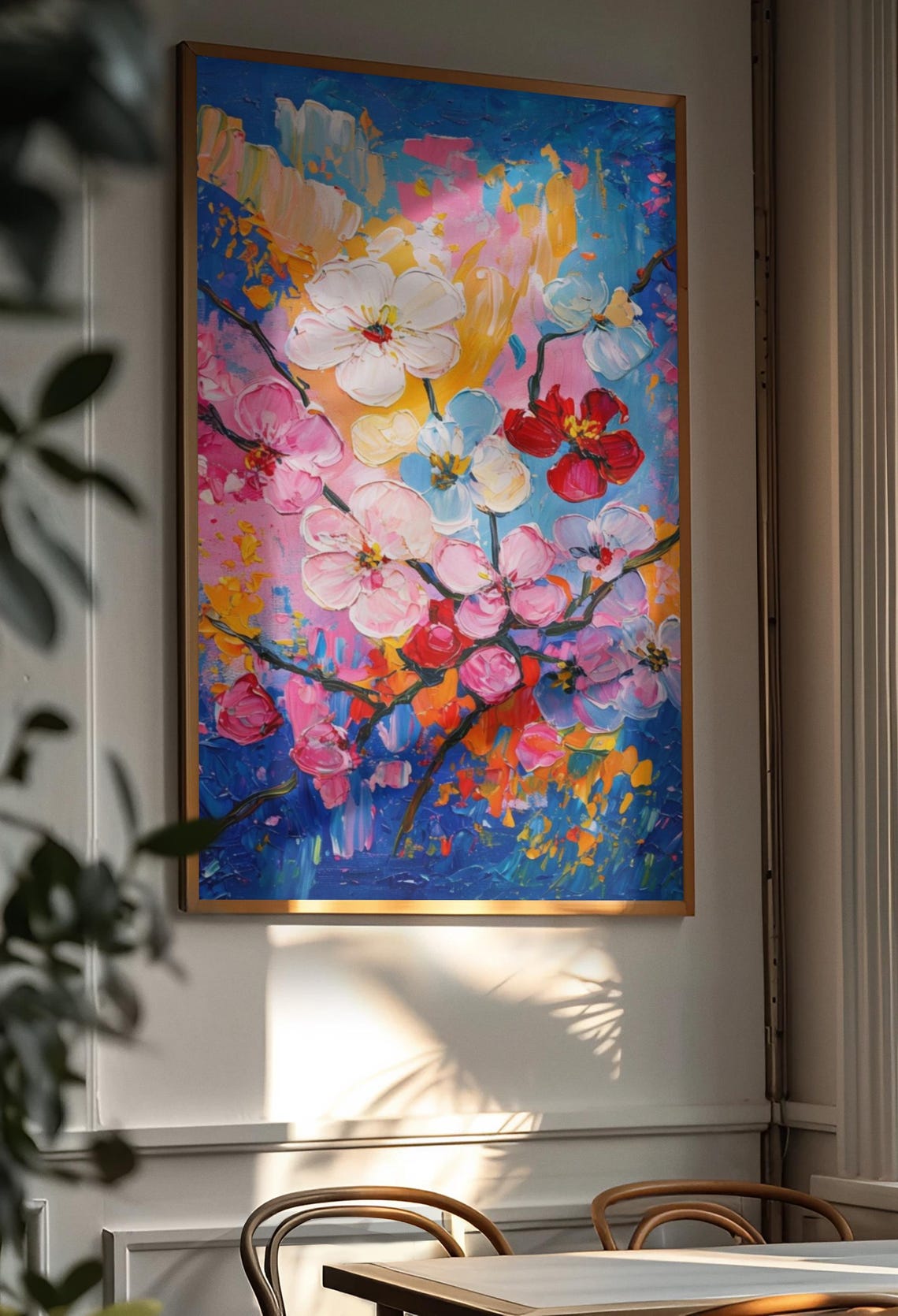 Colorful Floral Wall Art Print, Impressionist Botanical