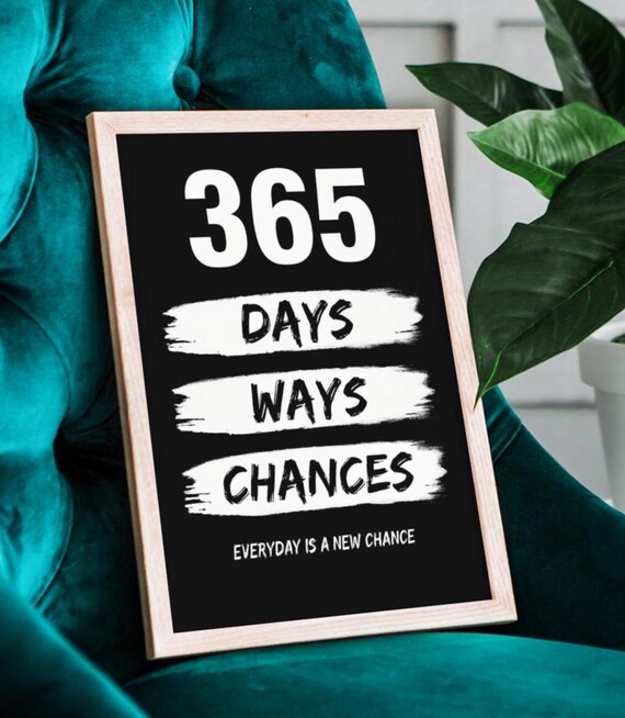 365 Days Motivational Poster, Modern Typography