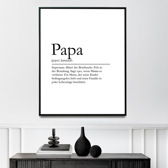 Papa German Dictionary Definition Dad Love Minimalist Typography Print