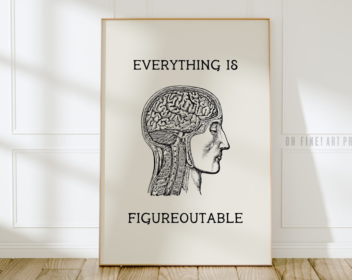 Everything Is Figureoutable Vintage Brain Anatomy Motivational Office Poster