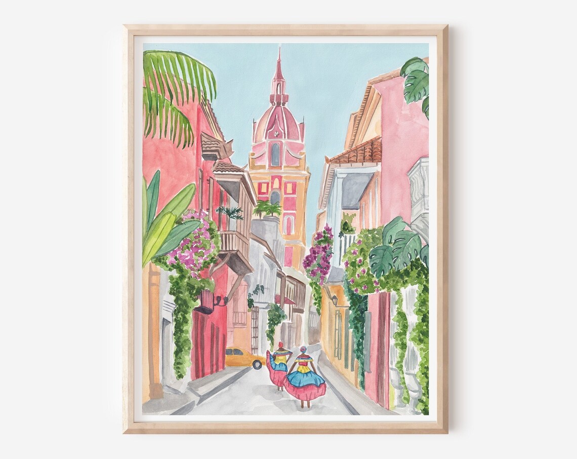Cartagena, Colombia Cityscape Travel Poster Print