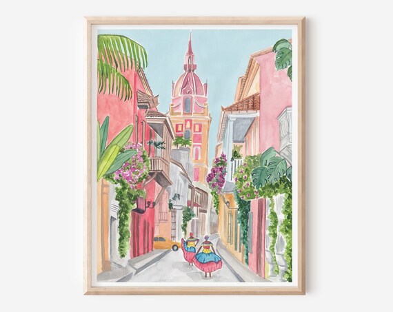 Cartagena, Colombia Cityscape Travel Poster Print