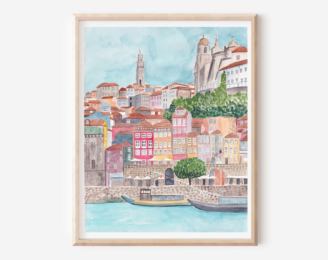 Porto Portugal Travel Poster, Cityscape Art Print