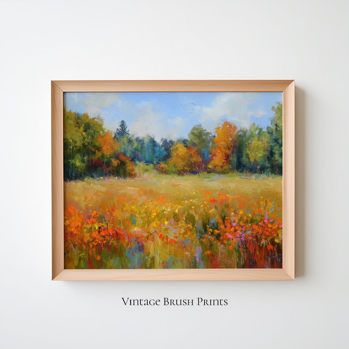Vintage Fall Landscape Oil Painting Moody Autumn Forest Print