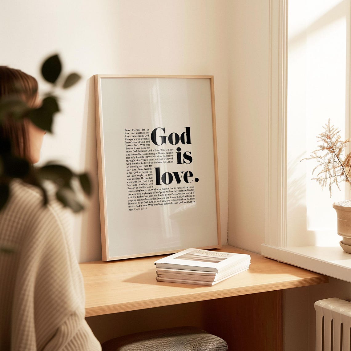 Christian Bible Verse Print God Is Love 1 John 4 Artwork Baptism Gift Scripture Bible Verses About Love Love Verse - Image 2
