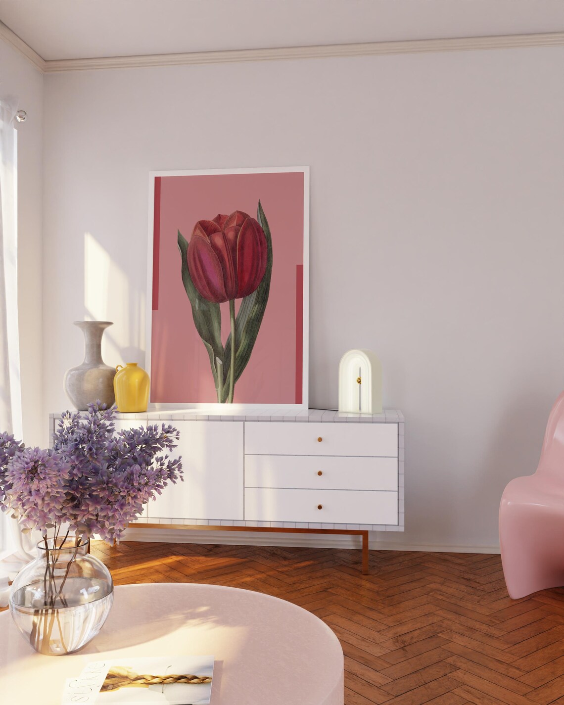 Red Tulip Painting Print, Spring Floral Art - Image 2