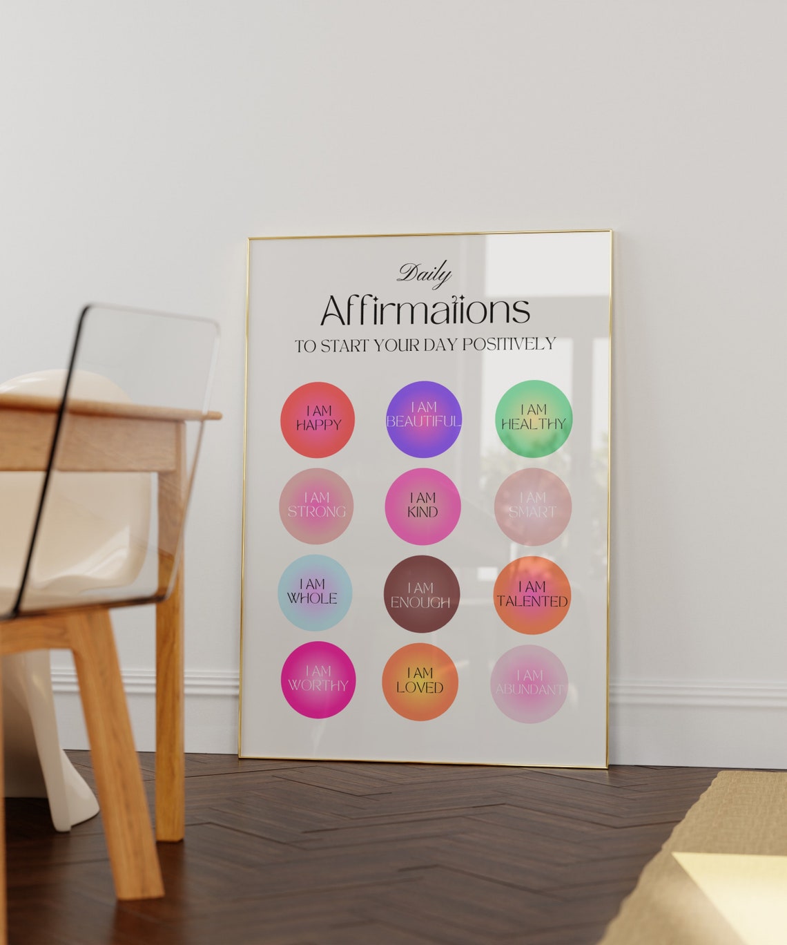Daily Affirmations Colorful I Am Circles Positive Mindset Quote Print - Image 3