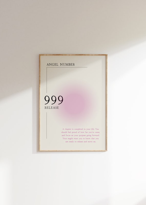 Angel Number 999 Minimalistic Print Spiritual Poster New Age Decor Art Positive Energy Home Decor Minimalist Wall Art