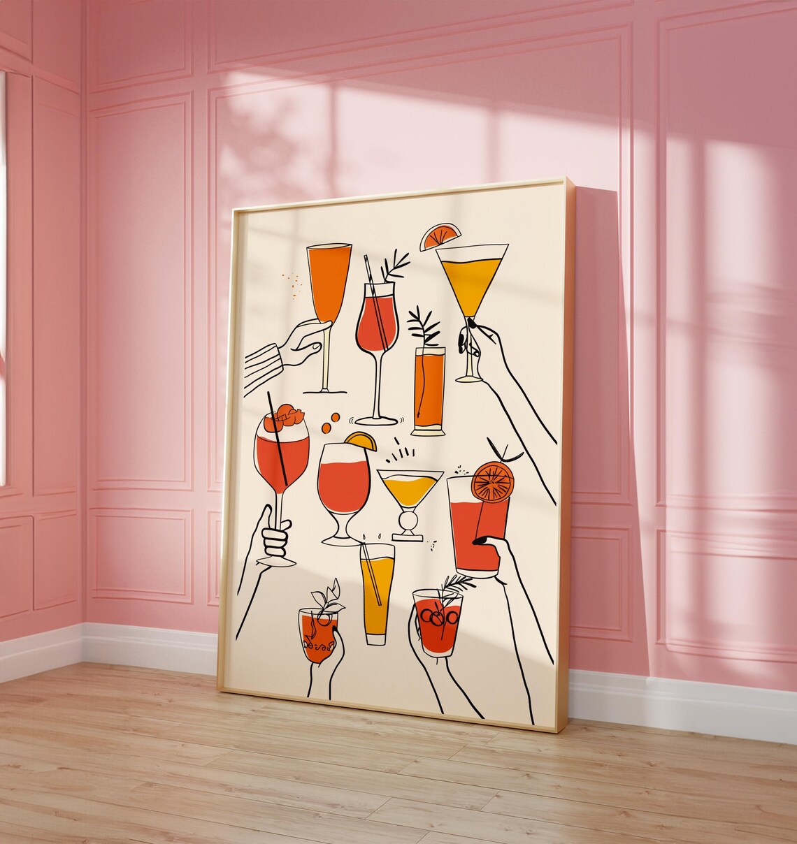 Bar Cart Art Retro Cocktail Cheers Art Print - Image 3