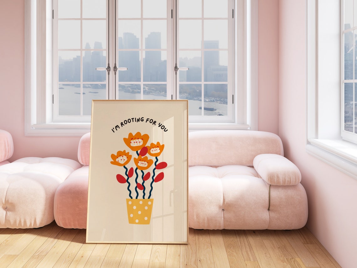 I Am Rooting For You Floral Retro Encouragement Flower Wall Poster - Image 2