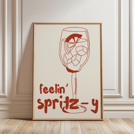 Feelin' Spritz-y Aperol Cocktail Retro Bar Cart Drink Poster