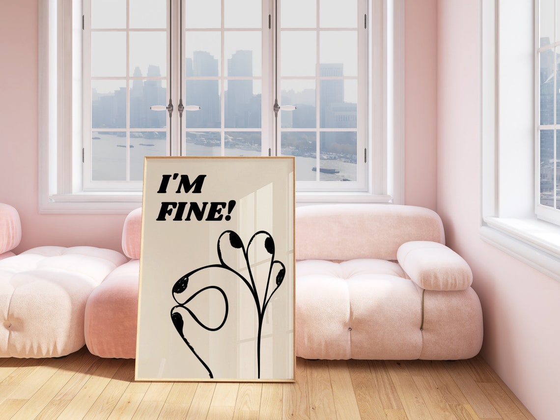 Im Fine Funny Sarcastic OK Hand Minimal Line Art Quote Poster - Image 2