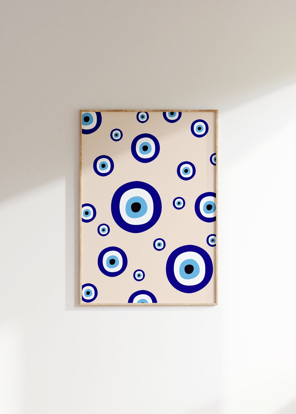 Blue Evil Eye Turkish Protection Pattern Minimalist Boho Wall Art