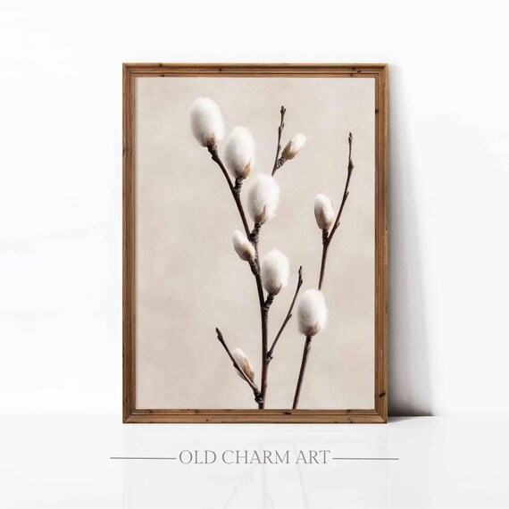 Spring Wall Art Vintage Easter Painting Neutral Spring Tree Farmhouse Print Easter Willow Tree Poster Wa253