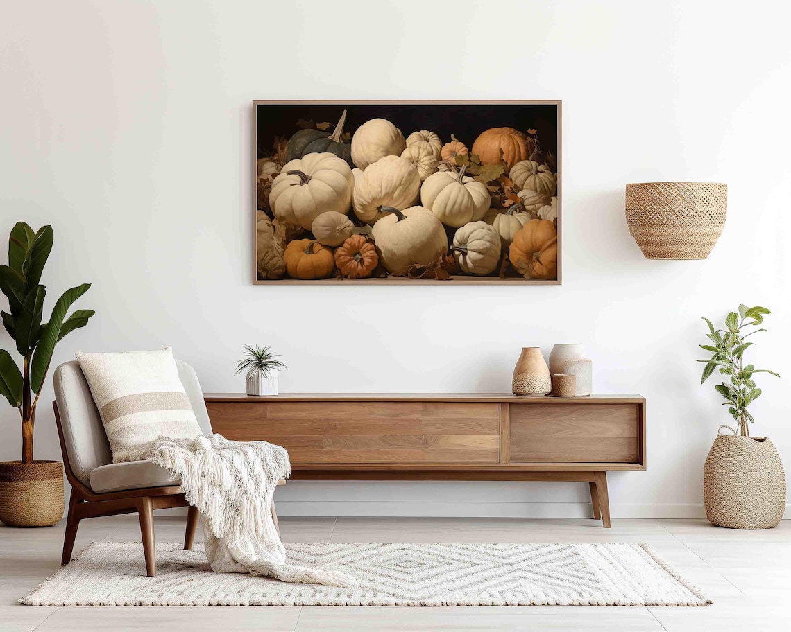 Abundant Harvest Of White Orange And Green Heirloom Pumpkins Poster - Image 3