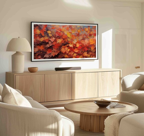 Autumn Fall Leaves Oil Painting Style Frame TV Display Poster