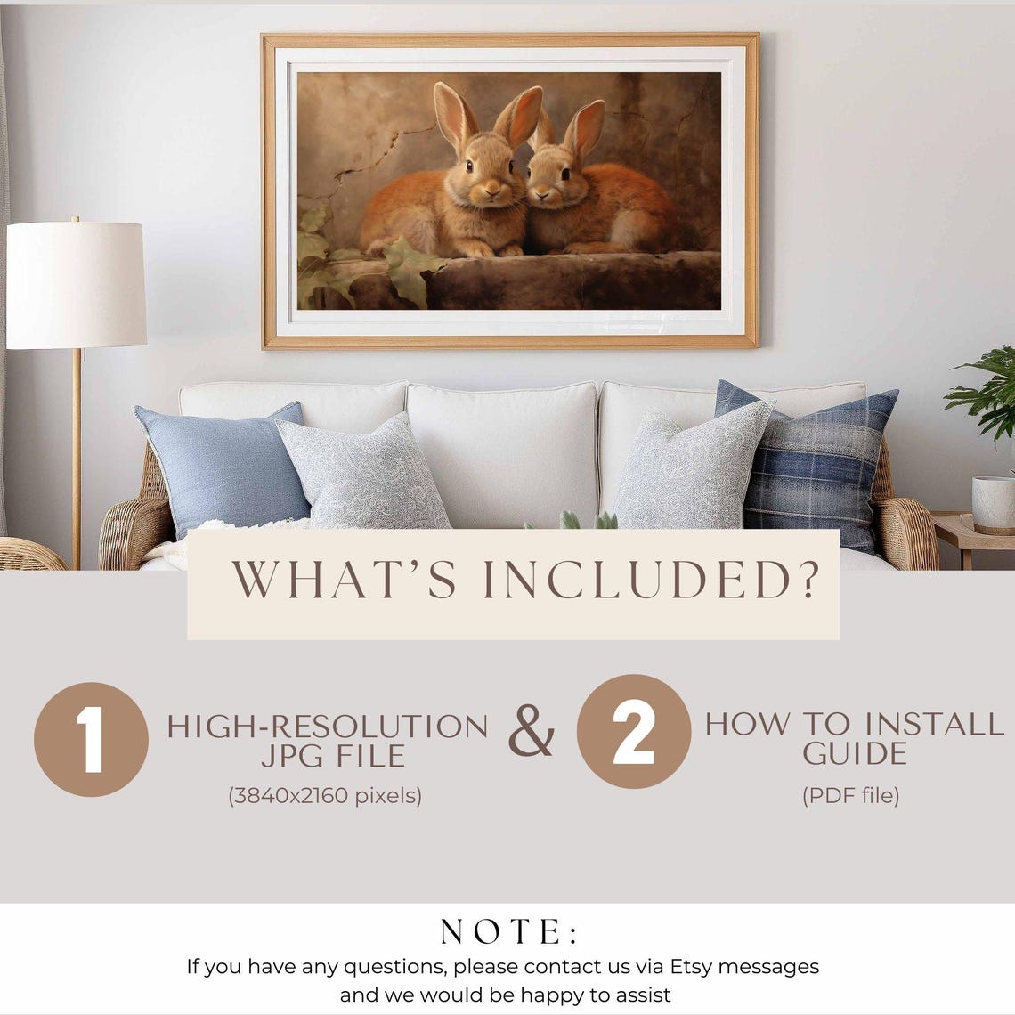 Spring Frame TV Art, Easter Bunny Decor - Image 2