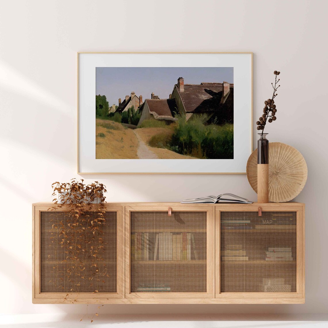 Summer Village Street With Old Stone Houses And Golden Fields Poster - Image 4