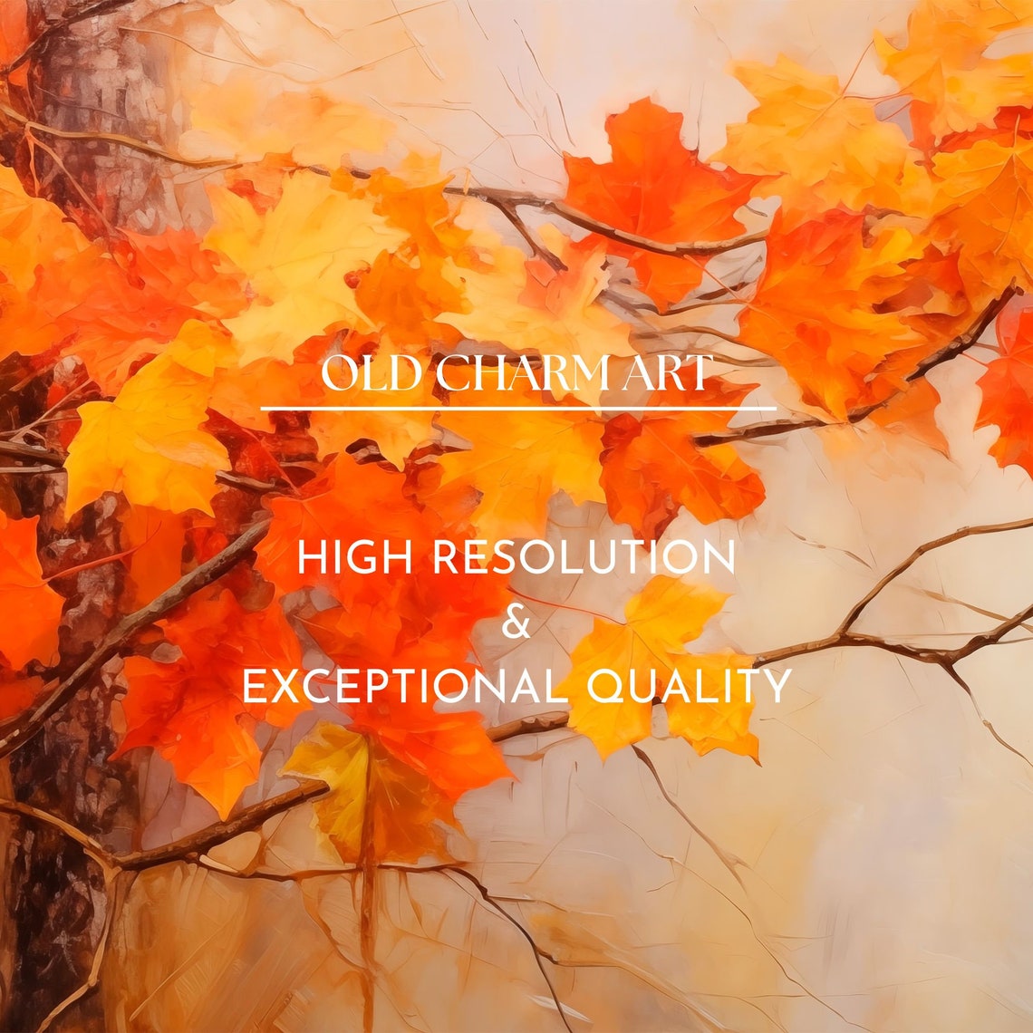 Golden Maple Leaves Autumn Foliage Painting Frame TV Art Poster - Image 3