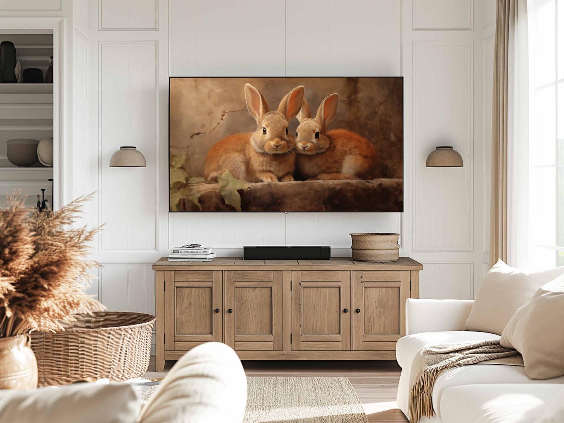 Spring Frame TV Art, Easter Bunny Decor - Image 3
