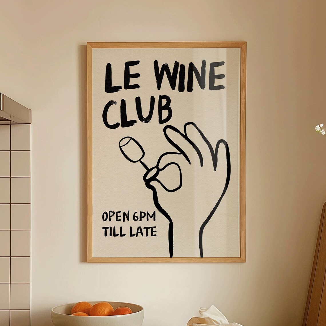 Wine Illustration, Minimalist Kitchen Art Print