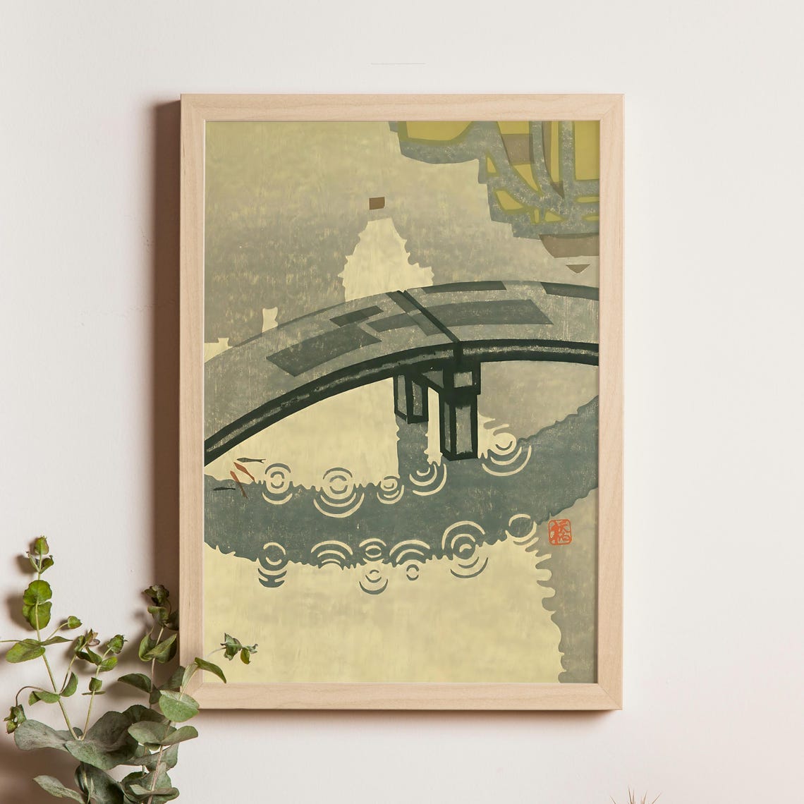 Hashimoto Okiie Stone Bridge Over Calm Water Minimalist Poster Art