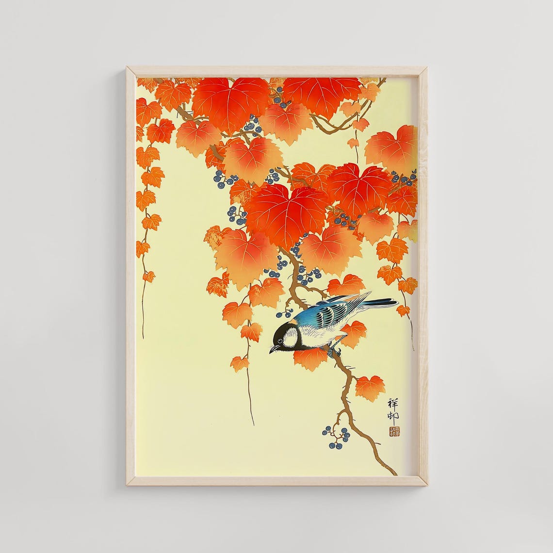 Bird On Paulownia Ohara Koson 1934 Japanese Woodblock Print Reproduction Vintage Art Shin Hanga Animal Wall Decor
