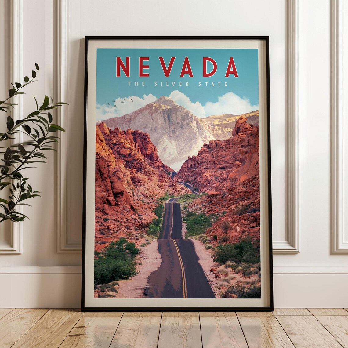 Nevada Retro Travel Poster, Southwest Decor Print