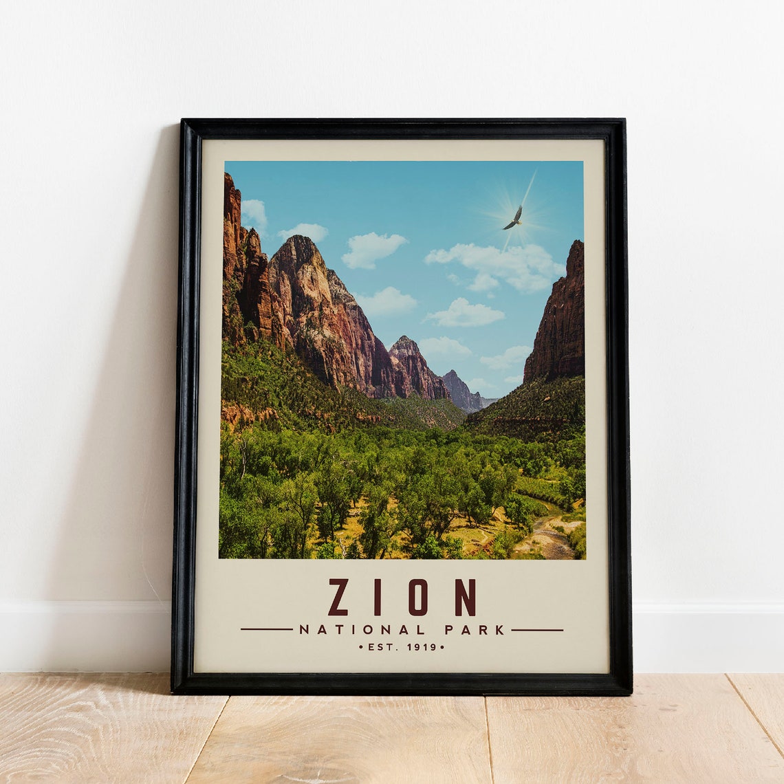 Zion National Park Towering Red Canyon Cliffs Est 1919 Travel Poster