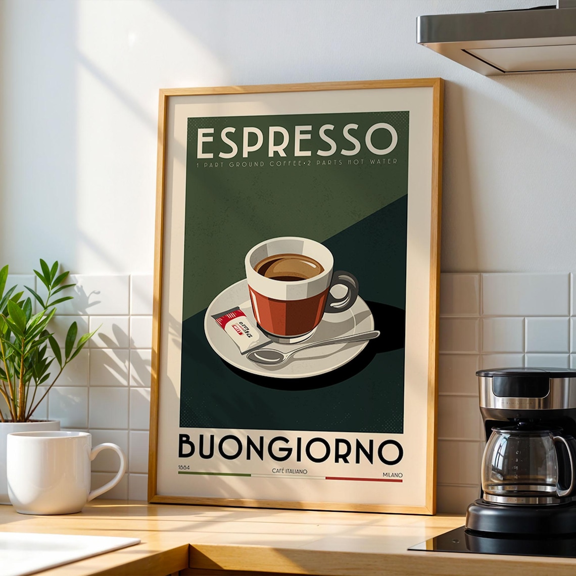 Espresso Coffee Poster, Vintage Kitchen Bar Gift