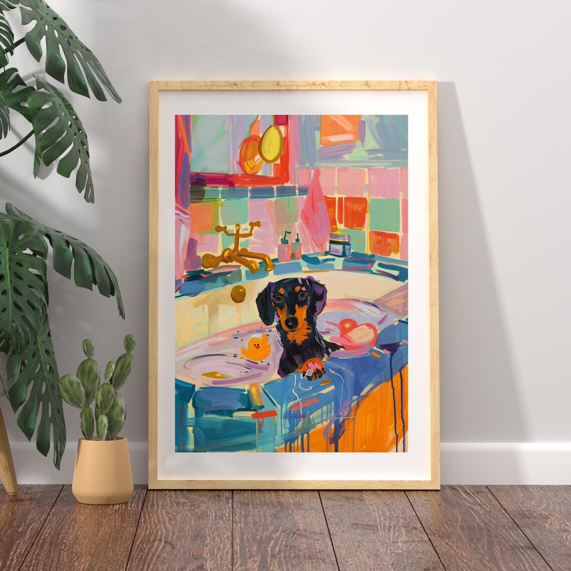 Dachshund Bathroom Maximalist Wall Art Poster - Image 3