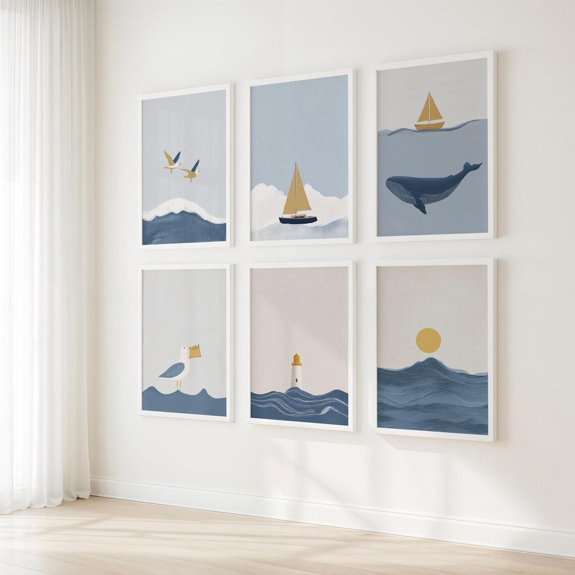 Ocean Theme Wall Art Bundle, Nautical Coastal Prints