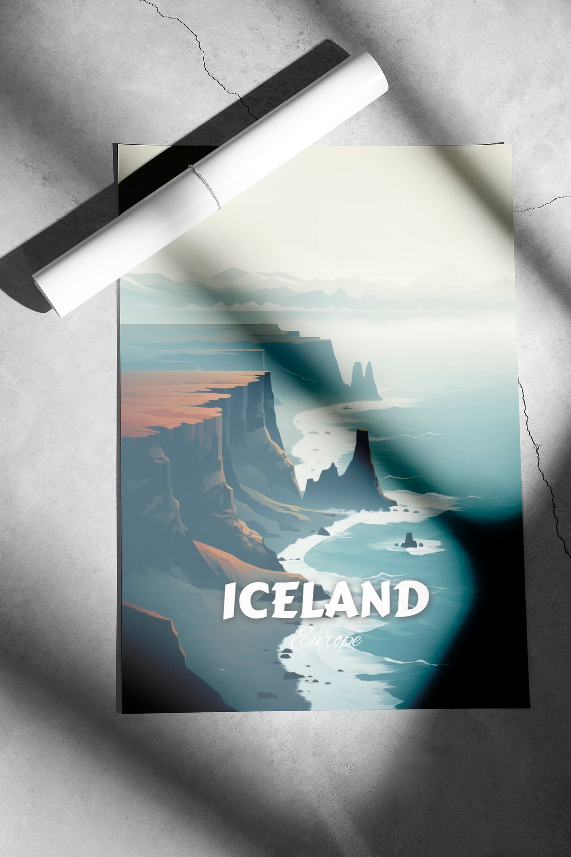 Iceland Dramatic Sea Cliffs Ocean Coast Vintage Travel Poster - Image 2