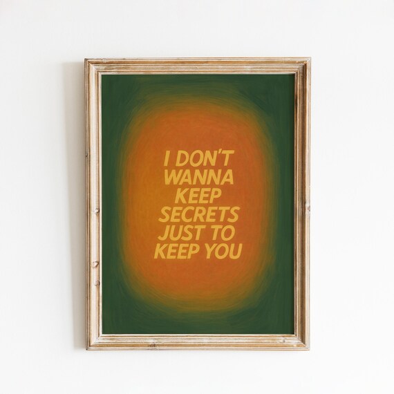 Keep Secrets Quote Orange Aura Retro Gradient Typography Poster