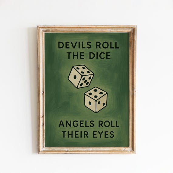 Devils Roll The Dice Lyric Poster Dark Green Western Wall Art