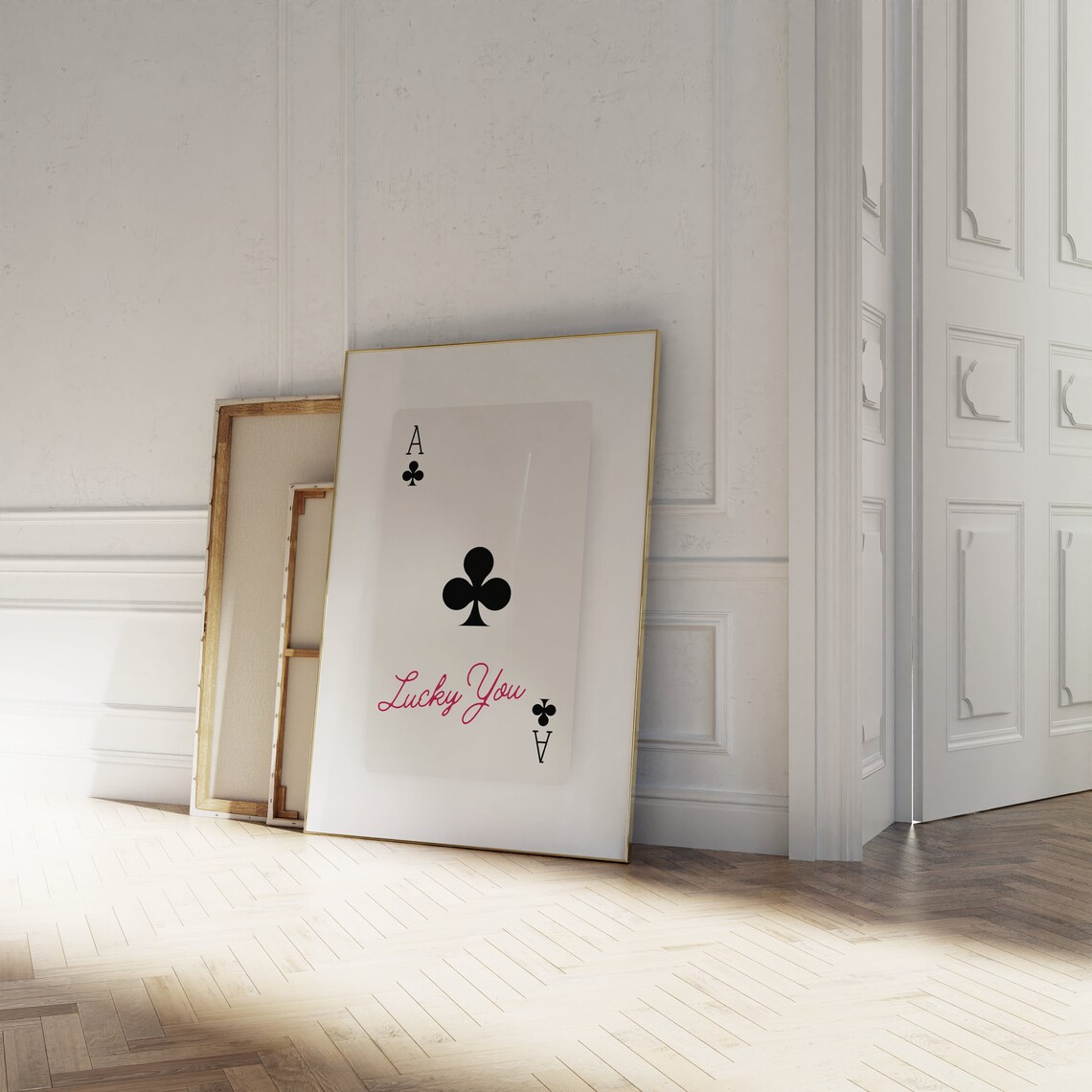 Lucky You Ace of Clubs Retro Script Red Lucky Charm Dorm Poster - Image 2