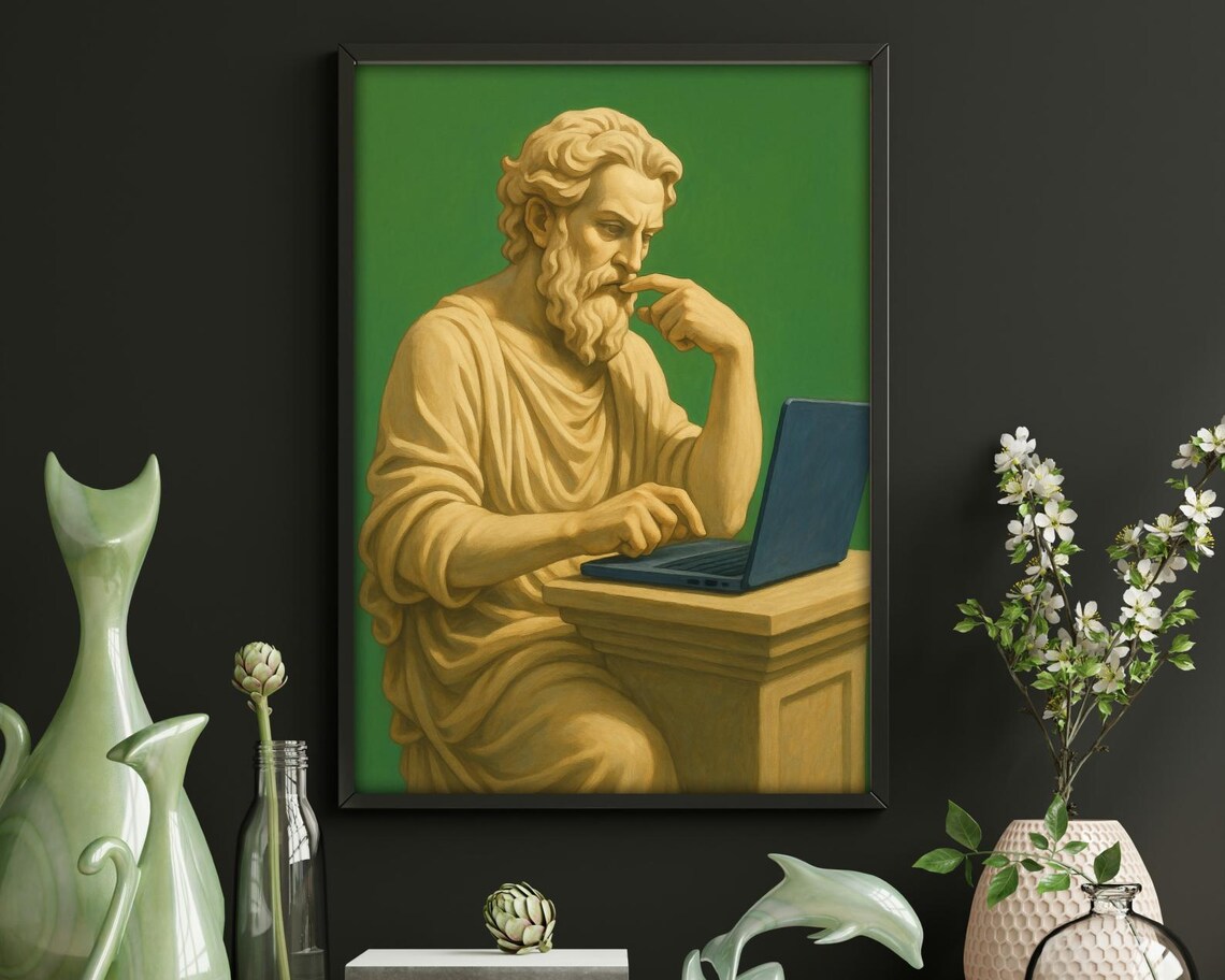 Philosopher With Laptop - Modern Art Print