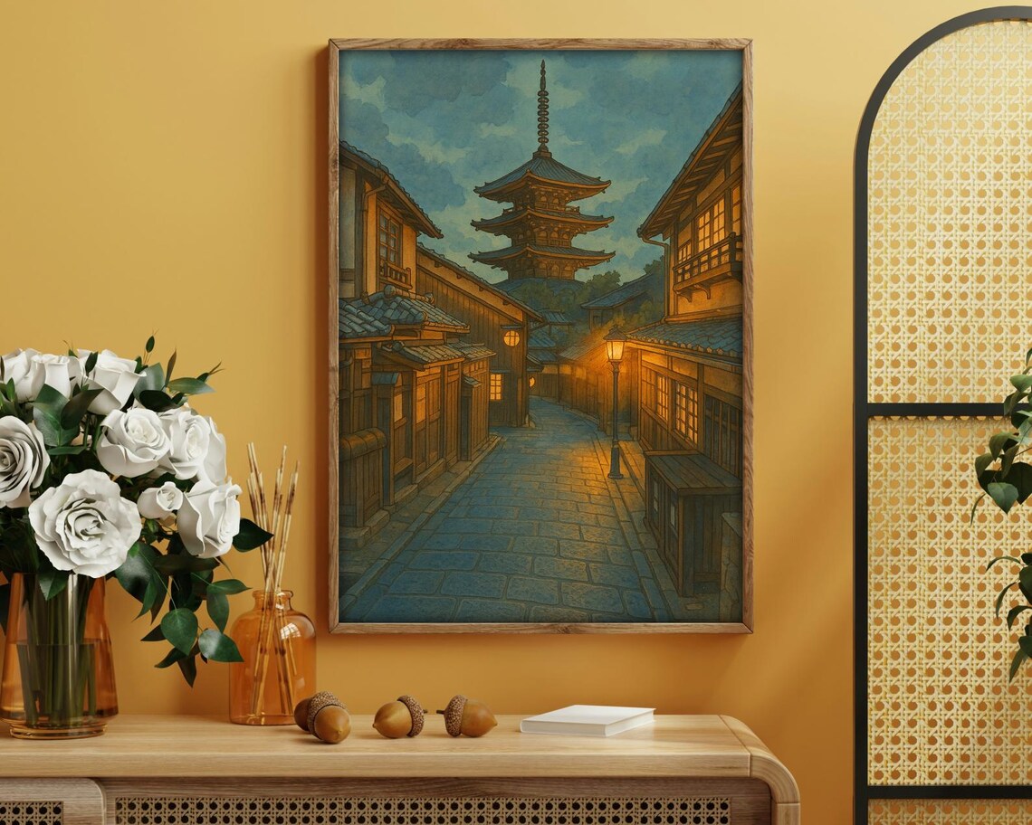 Japanese Street at Dusk, Asian Landscape - Image 2